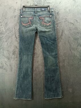 Vintage Y2K Rock & Republic Blue Wash Bootcut Low Rise Jeans Size 25 Pink